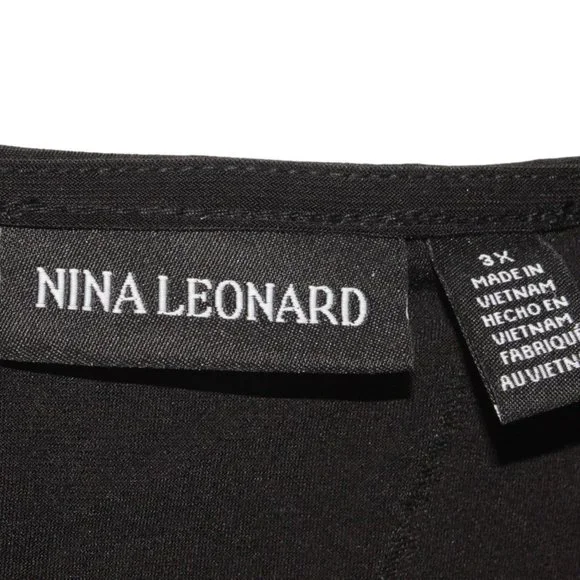 Nina Leonard Black Dress Womens Plus Size 3X Side Pockets Pull Over Embellished - Picture 5 of 6